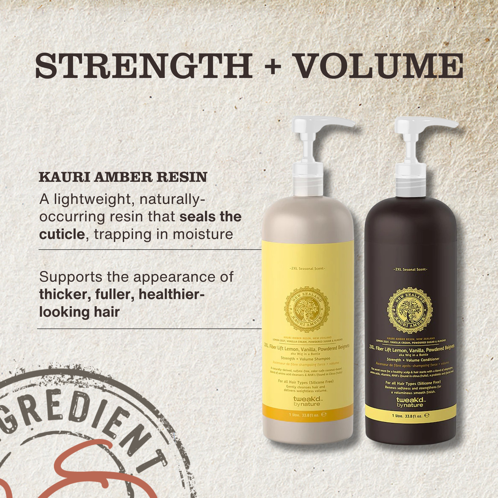 Lemon, Vanilla Powdered Beignets 2XL Fiber Lift Strength + Volume